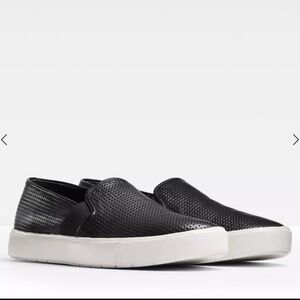 Women’s Via Spiga  Black Slip-On Perforated Leather Sneakers